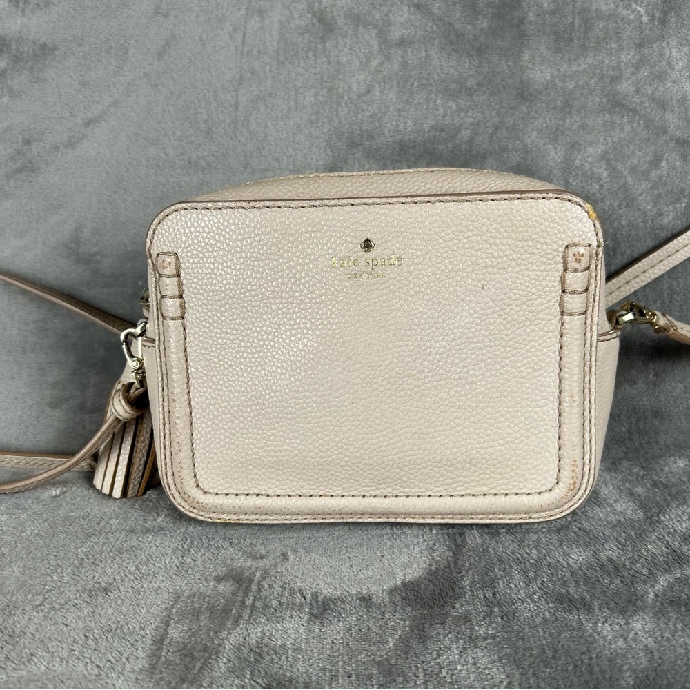 Kate Spade Orchard Street Arla Crossbody In‎ Crisp Linen Beige Tassels Preppy